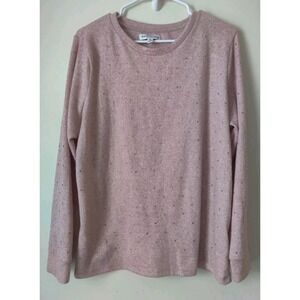 Emily Daniels Sweater Womens Pink/Purple Knit Long Sleeve Soft Embellished Sz XL